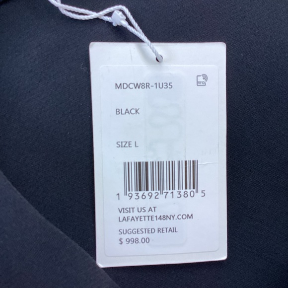 NWT Lafayette 148 Black Sleeveless Shift Dress Wool-Silk Keyhole Back Large LBD - Picture 11 of 14